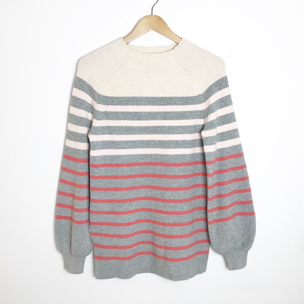 LOFT Striped Mock Neck Oversized Sweater